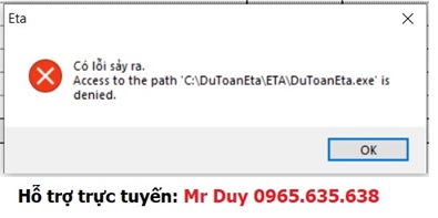 lỗi trên dự toán Eta